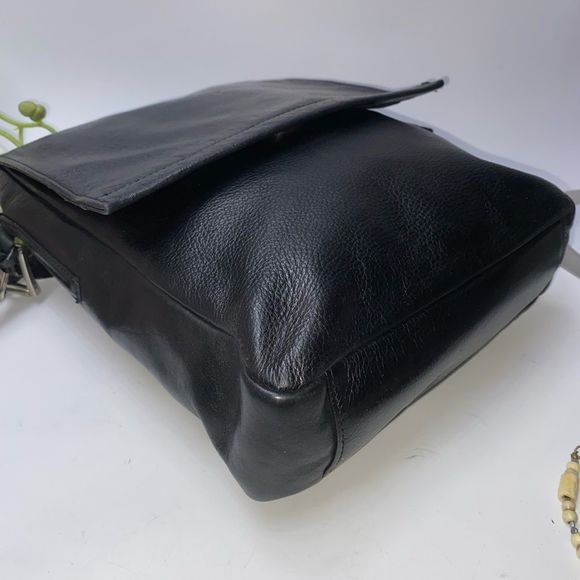 Fossil Flap Leather Messenger Bag Black Medium - Picture 7 of 12